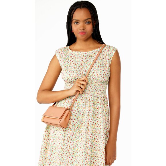 New Kate Spade Leila Mini Zip Crossbody Pebble Leather Orange Cream - Picture 6 of 6